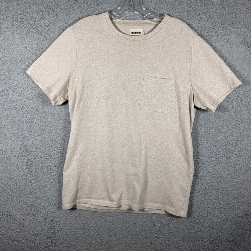 Taylor Stitch Mens Heavy Bag Tee Oatmeal Beige Pocket T-Shirt Size 42 Medium